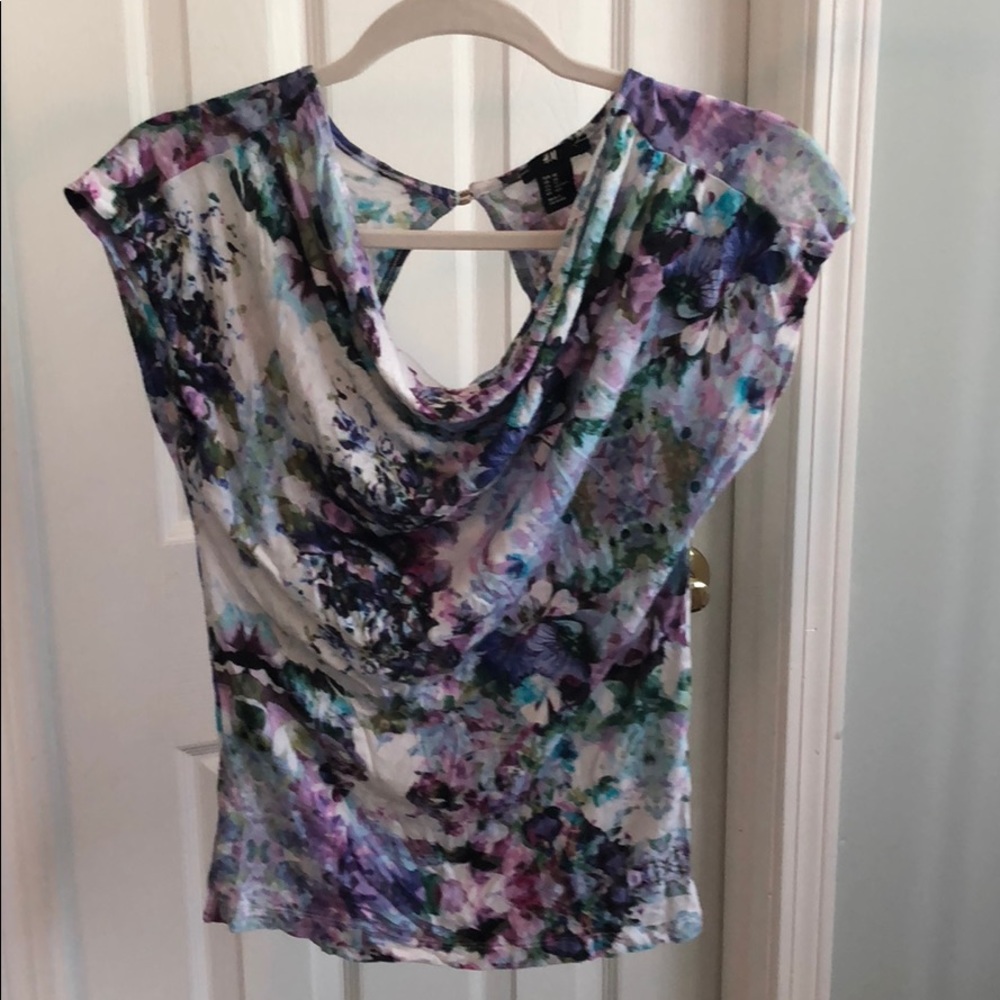 H&M Floral Scoop Neck Tee